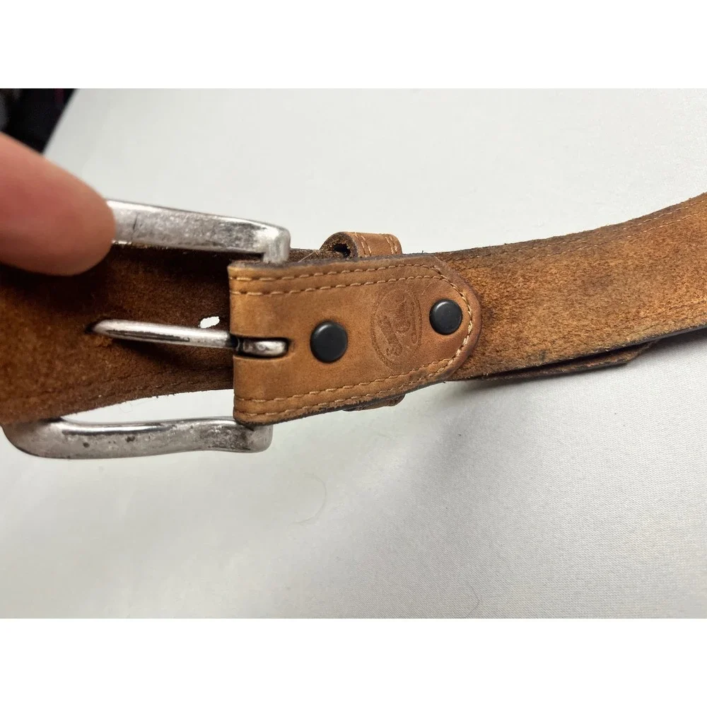 Silver Creek Collection Mens Tan Brown Leather Western Belt Made in USA Size 44